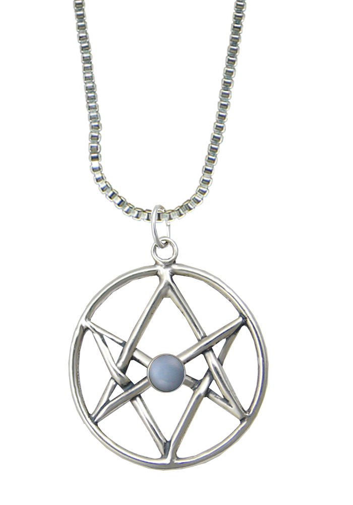 Sterling Silver Unicursal Hexagram Pendant With Grey Moonstone